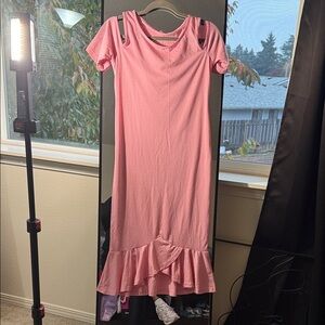 Pink Ruffle Hem Dress